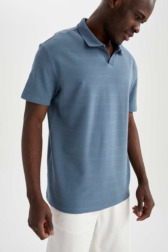 Regular Fit Polo Yaka Basic Pamuklu Penye Tişört