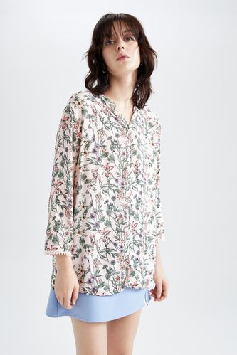 Long Sleeve Floral Printed Shirt