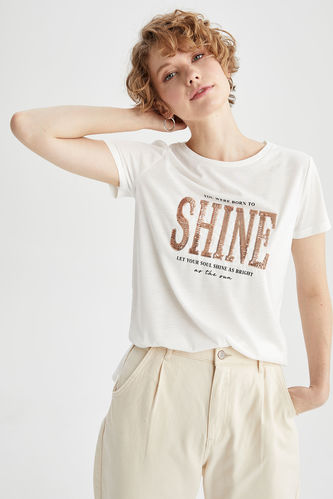 Relaxed Fit Text Printed Short-Sleeved T-Shirt