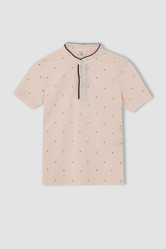 Boy Patterned Short Sleeve Polo Shirt