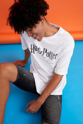 Harry Potter Lisanslı Oversize Fit Bisiklet Yaka Kısa Kollu Tişört