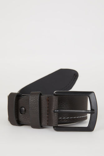 Man Square Clasp Faux Leather
