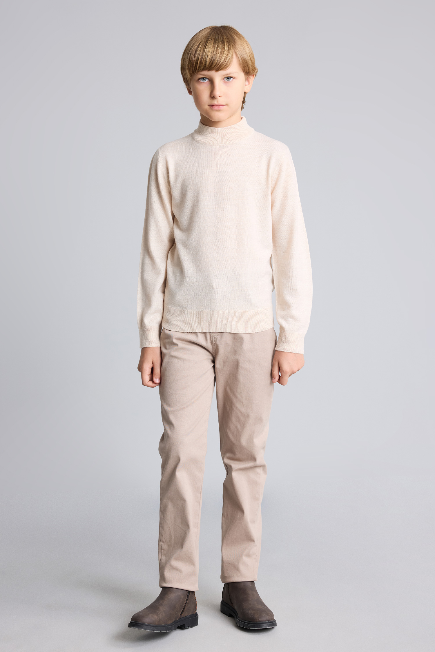BOYS & TEENS Beige Boy Straight Leg Gabardine Trousers Boys