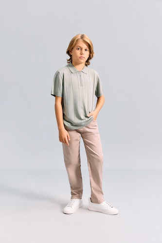 BOYS & TEENS Beige Boy Straight Leg Gabardine Trousers