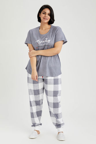 Relax Fit  Kareli Kısa Kollu Pijama Takımı