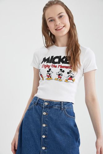 Coool Disney Mickey & Minnie Лицензиялық дөңгелек жаға орташа қабырға Қысқа жеңді футболка