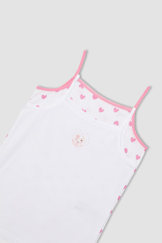 Defacto Fit Girl's Heart Printed 2 Pieces Strapped Cotton Singlet