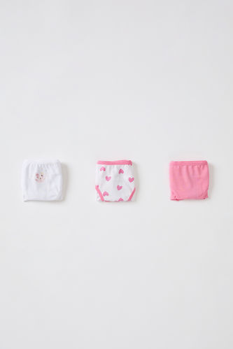 سراويل داخلية بناتية قطنية مكون من 3 قطع ملونة مطبوعة بالقلب