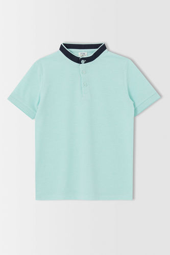 Boy Basic Short Sleeve Judge Collar T-Shirt