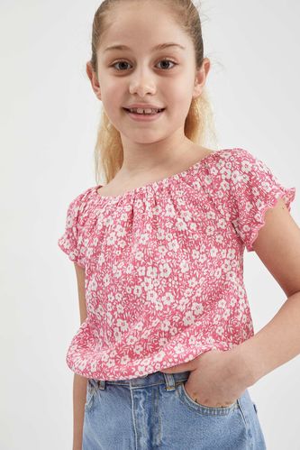 T-shirt à manches courtes à motif floral pour fille