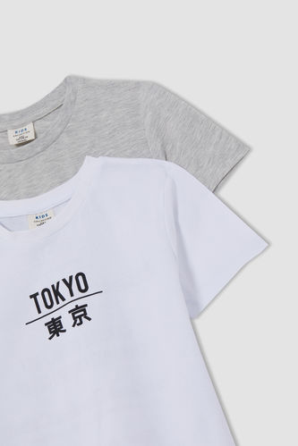 Boy Text Printed Short Sleeve Crew Neck T-Shirt (2 Pack)