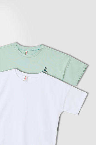 Girl Patterned Short Sleeve Crew Neck T-Shirt (2 Pack)