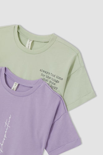 Girl Printed Short Sleeve T-Shirt (2 Pack)