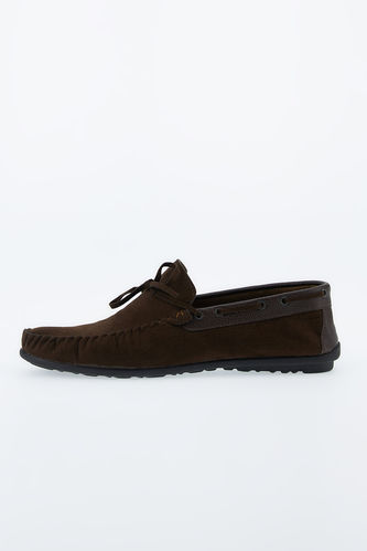 Detailed Suede Laced Loafers