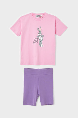 Kız Çocuk Bugs Bunny Lisanslı Kısa Kollu Tişört Ve Kısa Tayt Takımı