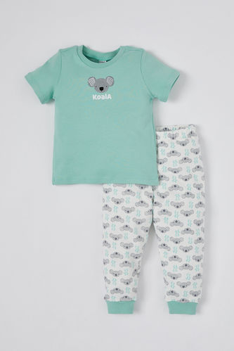 Пижама вязанная 2 шт. стандартного кроя с принтом животных с коротким рукавом из ткани суприм для малышей мальчиков
