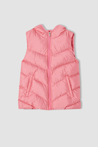Girl Zip-Up Hooded Puffed Vest