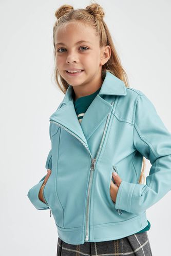 Girl Waterproof Faux Leather Jacket