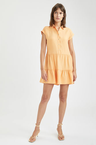 Short Sleeve Collared Mini Dress