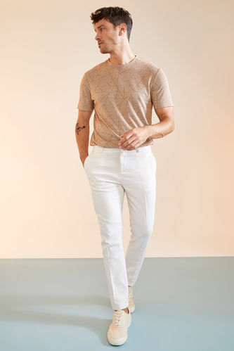 Basic Tailored Fit Linen Blended Chino Pants