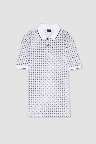 Slim Fit Polo Collar Printed Cotton Polo T-Shirt