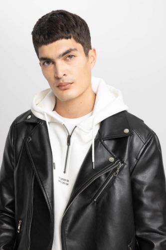 Slim discount leather jacket