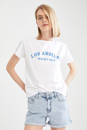 Los Angeles Baskılı  Relax Fit Kısa Kollu %100 Pamuk Tişört