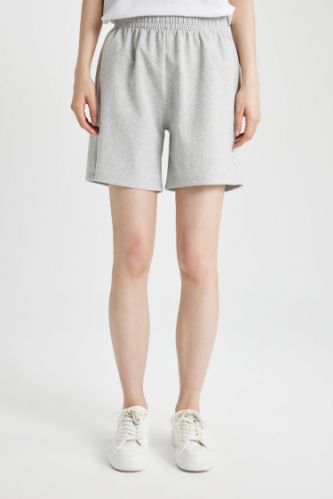 Regular Fit Normal Bel Düz Paça Basic Düz Bermuda Şort