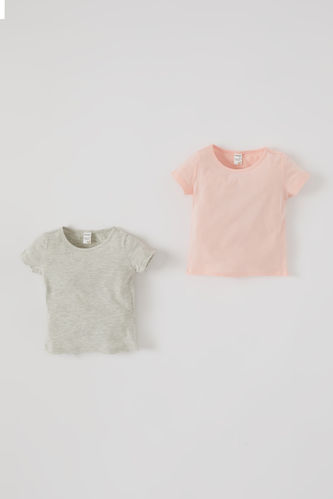 T-shirt basique 2 pièces à manches courtes pour bébé fille