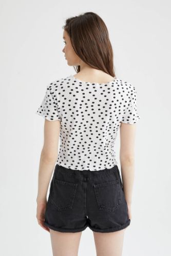 SHOWMALL Plus Size Clothes for Women Short Sleeves Black Polka Dot