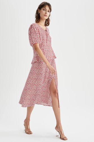 Relaxed Fit Patterned Midi Dress