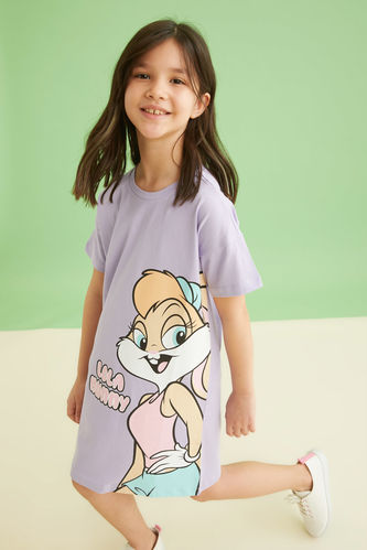 Girl Licensed Lola Bunny Short Sleeve Crew Neck T-Shirt Dress