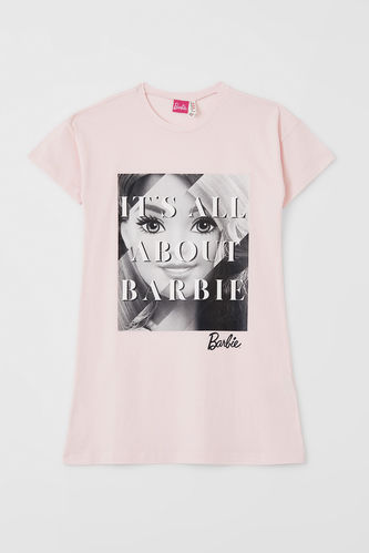 Kız Çocuk Barbie Lisanslı Kısa Kollu Tişört Elbise