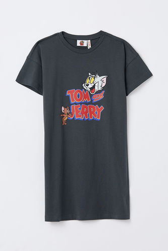 Kız Çocuk Tom Ve Jerry Kısa Kollu Tişört Elbise