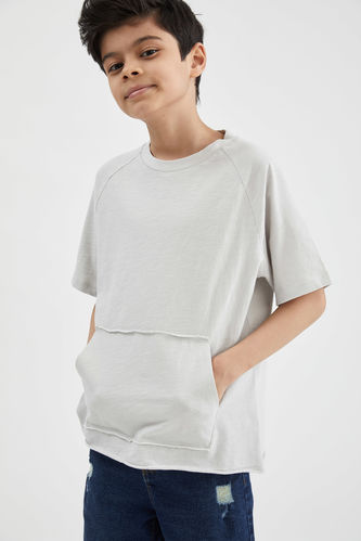 Boy Boy'S Organic Cotton Kangaroo Pockets Short Sleeve T-Shirts
