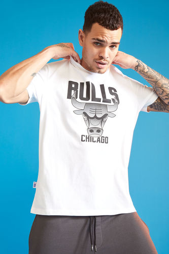 Regular Fit NBA Lisanslı Chicago Bulls Baskılı Kısa Kollu Pamuklu Penye Tişört
