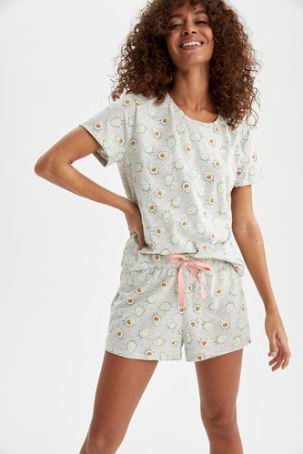 Relaxed Fit Patterned Short Sleeve T-Shirt And Shorts Pyjama Set