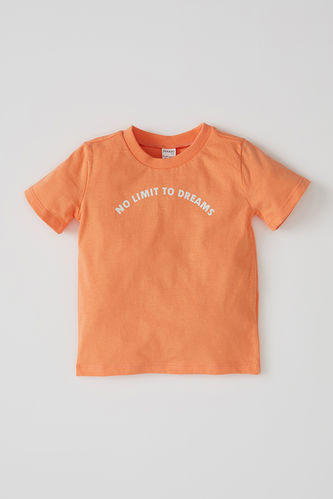 T-shirt en coton à manches courtes imprimé lettre bébé garçon