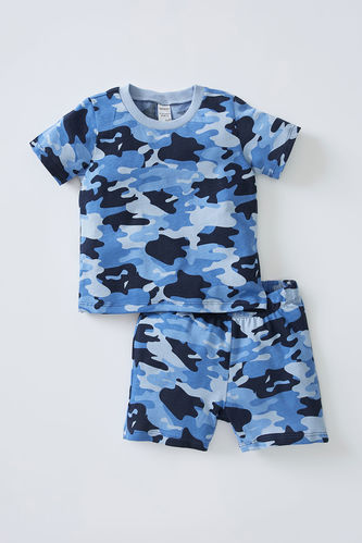 Camouflage Patterned Short Sleeve T-Shirt And Shorts Pyjama Set