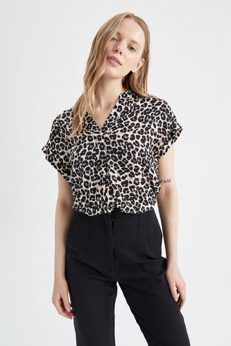 Short Sleeve Leopard Print Shirt
