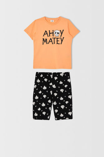 Erkek Çocuk Kuru Kafa Baskılı Kısa Kollu Pijama Takımı