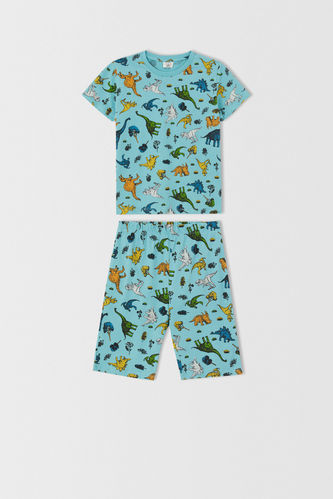 Erkek Çocuk Dinozor Desenli Kısa Kollu Pijama Takımı