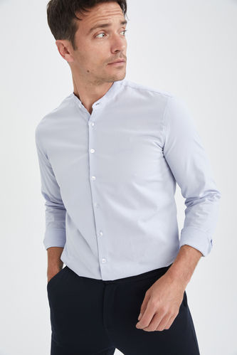 Modern Fit Long Sleeve Judge Collar Shirt