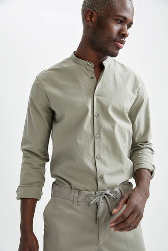 Modern Fit Long Sleeve Judge Collar Shirt