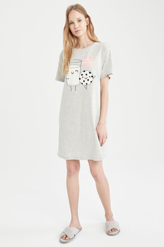 Relaxed Fit Short Sleeve Printed Nightdress