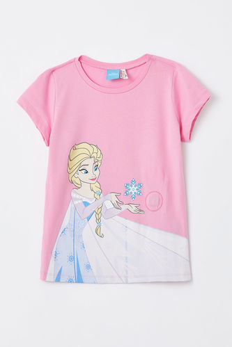 Kız Çocuk Frozen Lisanslı Dokunmatik Işıklı Kısa Kollu Tişört