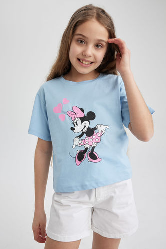 Kız Çocuk Minnie Mouse Crop Dokunmatik Işıklı Kısa Kollu Tişört