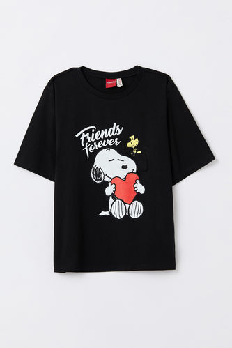 Girl Relax Fit Short Sleeve Snoopy Printed T-Shirt