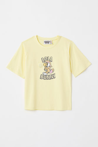 Girl Licensed Lola Bunny Short Sleeve Crew Neck Cropped T-Shirt