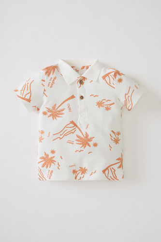 Tropical Patterned Short Sleeve Polo Shirt
